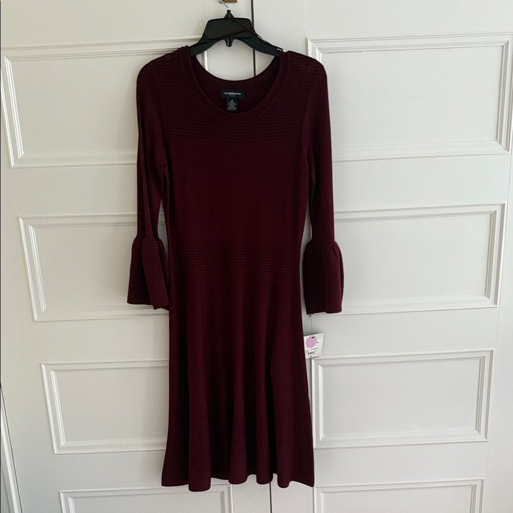 Liz Claiborne Burgundy Long Sleeve Dress